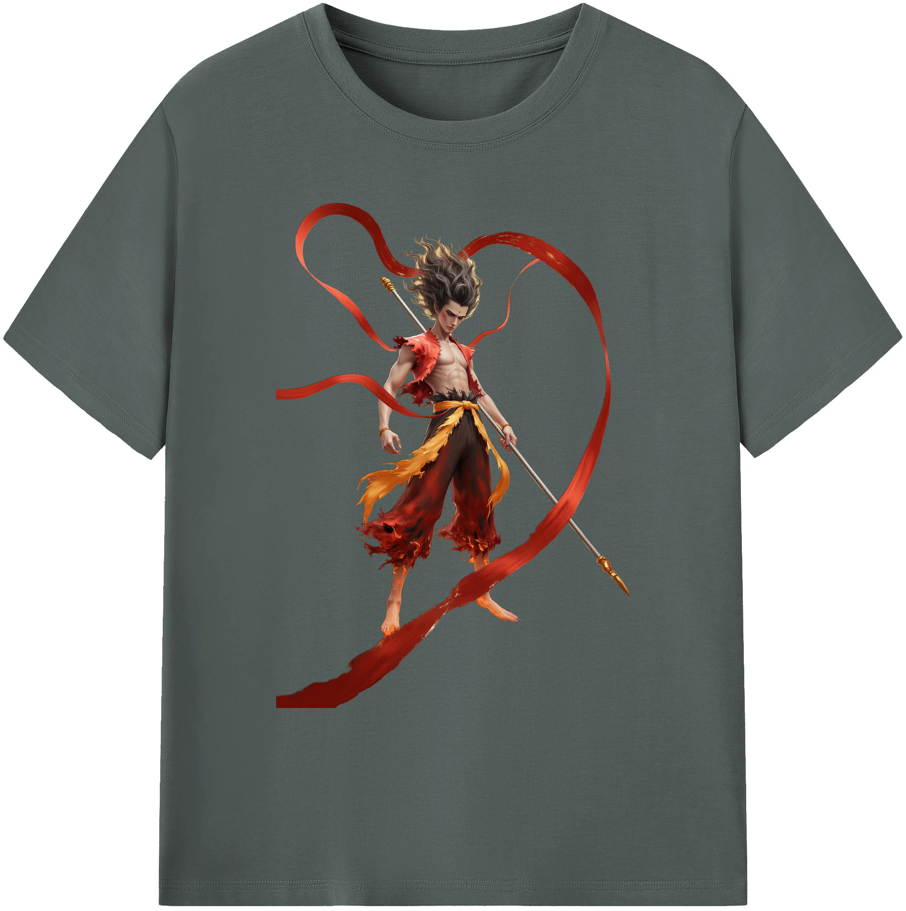 （画像用） Ne Zha 2 ナタ 魔童の大暴れ 綿100％ メンズ半袖Tシャツ｜肌触りやわらか＆通気性